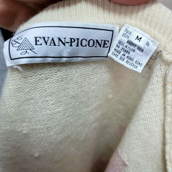 Vintage Evan Picone Size M Pink Wool Angora Argyle Sweater Top & Cardigan SET - Picture 11 of 11